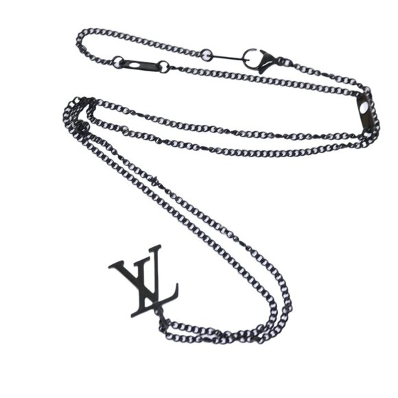 LOUIS VUITTON Adjustable Collier LV Upside Down Necklace Black - Picture 1 of 16